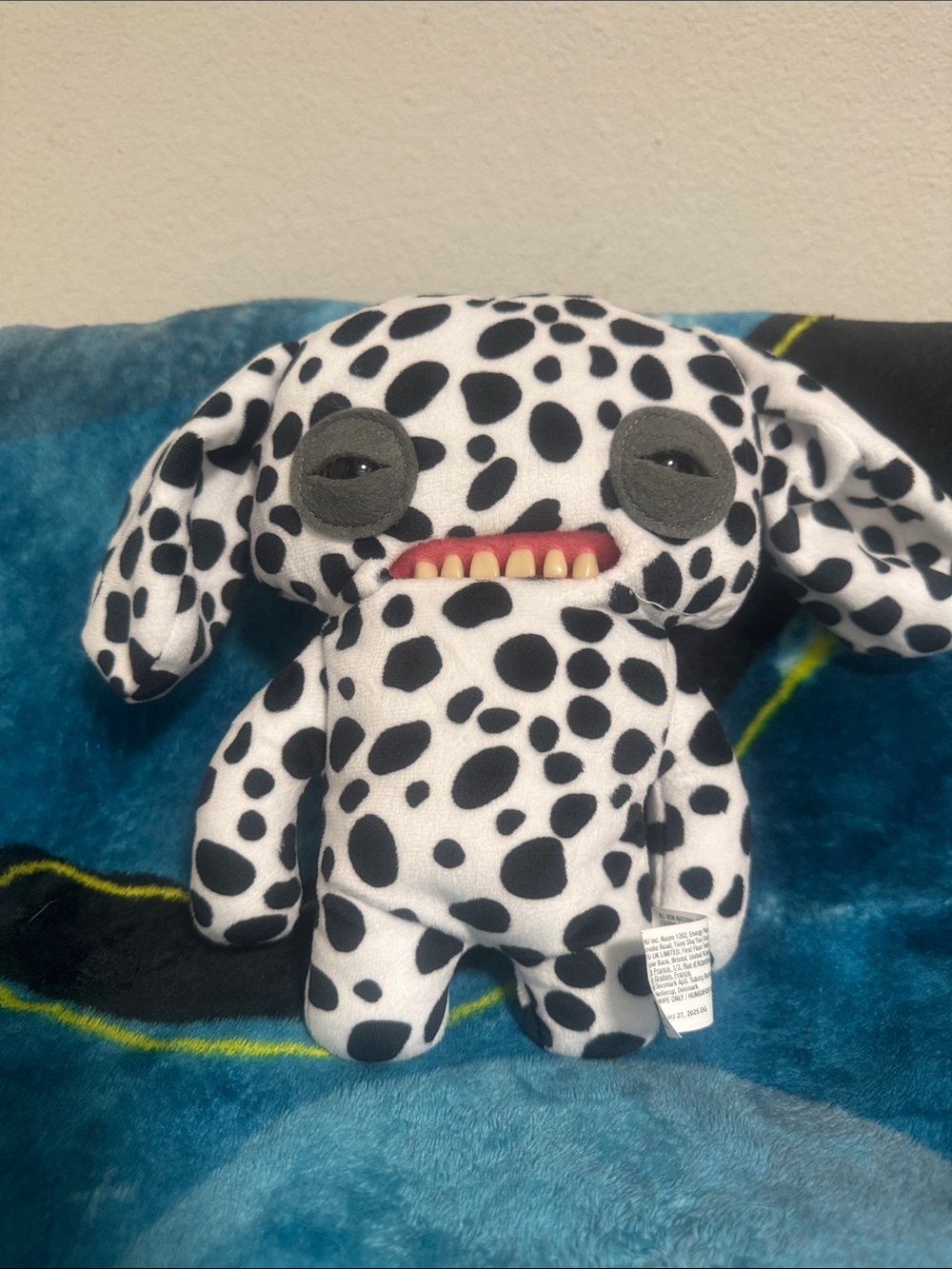 Spotted Dalmatian-Inspired Plush Monster Toy - White & Black